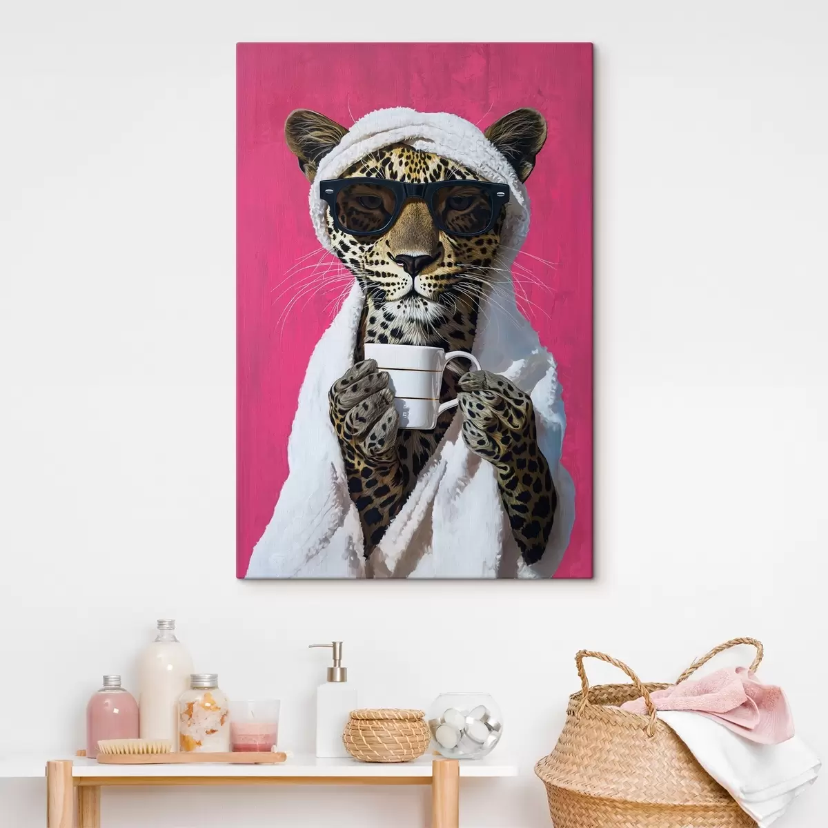 murales de pared Guepardo con café s46791