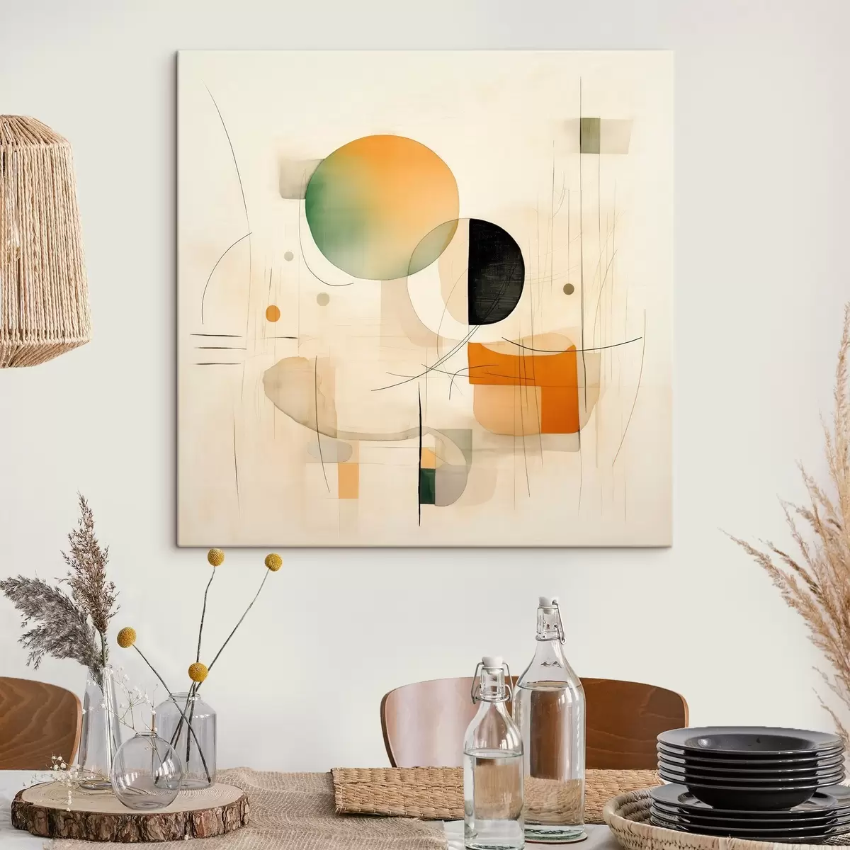 murales de pared Acentos geométricos en una paleta suave con un estilo minimalista moderno. s46640