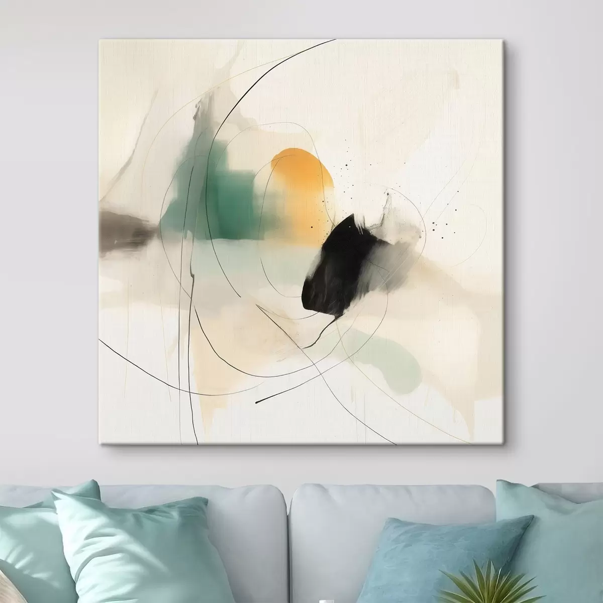 murales de pared Dinámica suave de colores y líneas en un estilo abstracto y aireado. s46641