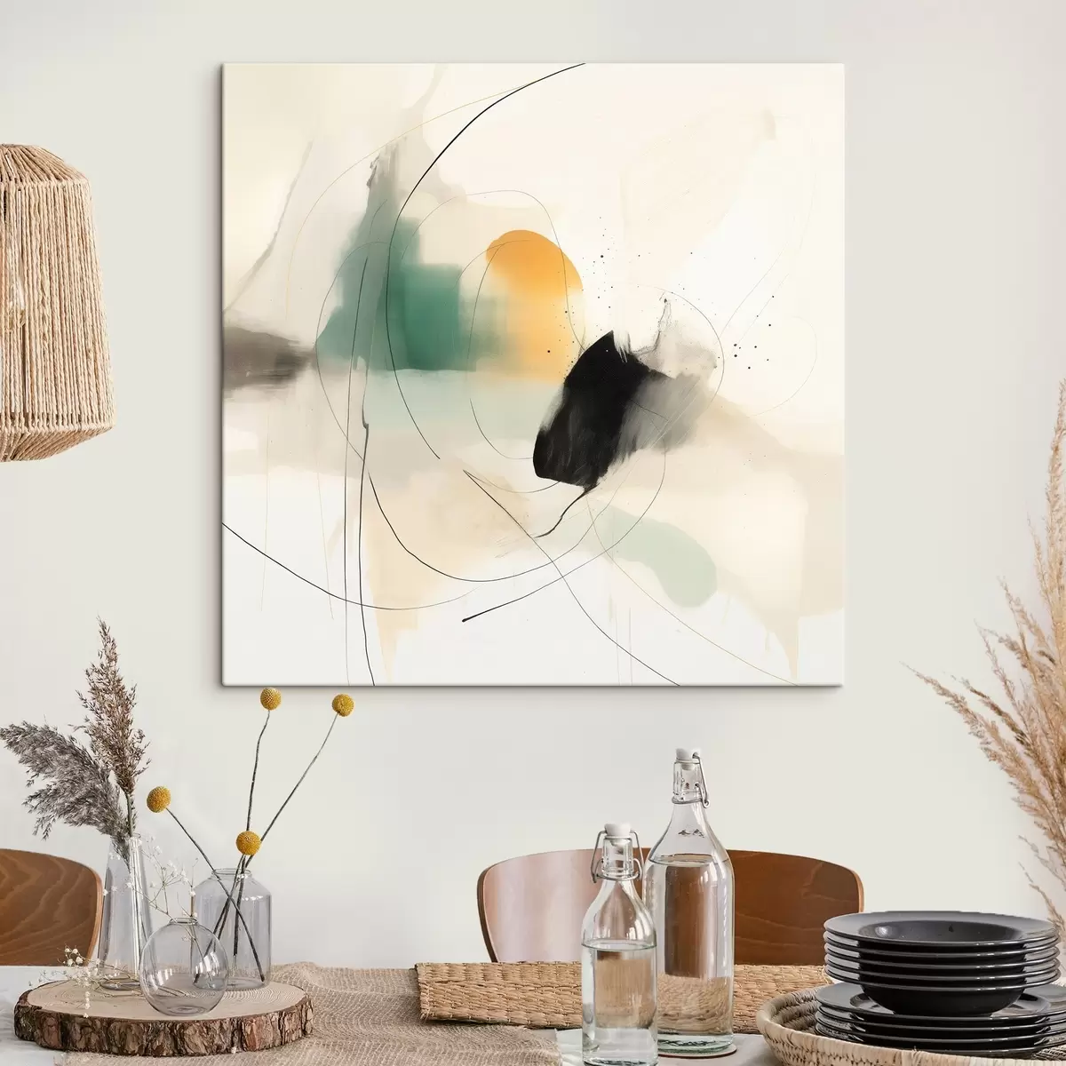 murales de pared Dinámica suave de colores y líneas en un estilo abstracto y aireado. s46641