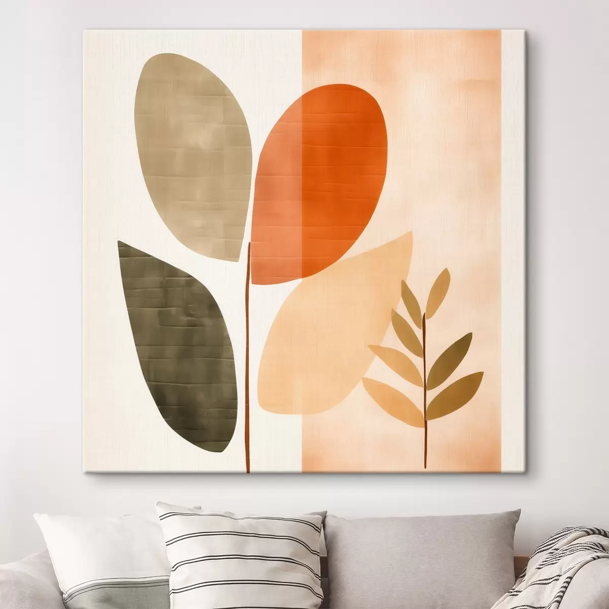 murales de pared Follaje minimalista con un estilo artístico. s46644