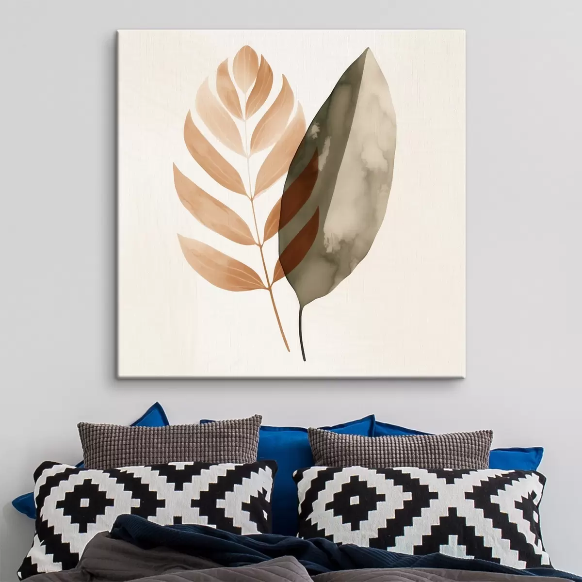 murales de pared Un dúo de siluetas de hojas en un estilo abstracto de acuarela. s46645