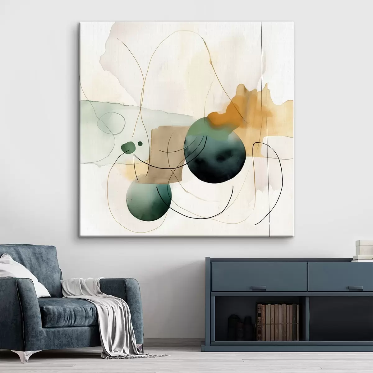 murales de pared Ritmo de siluetas redondeadas en un estilo acuarela moderno. s46648