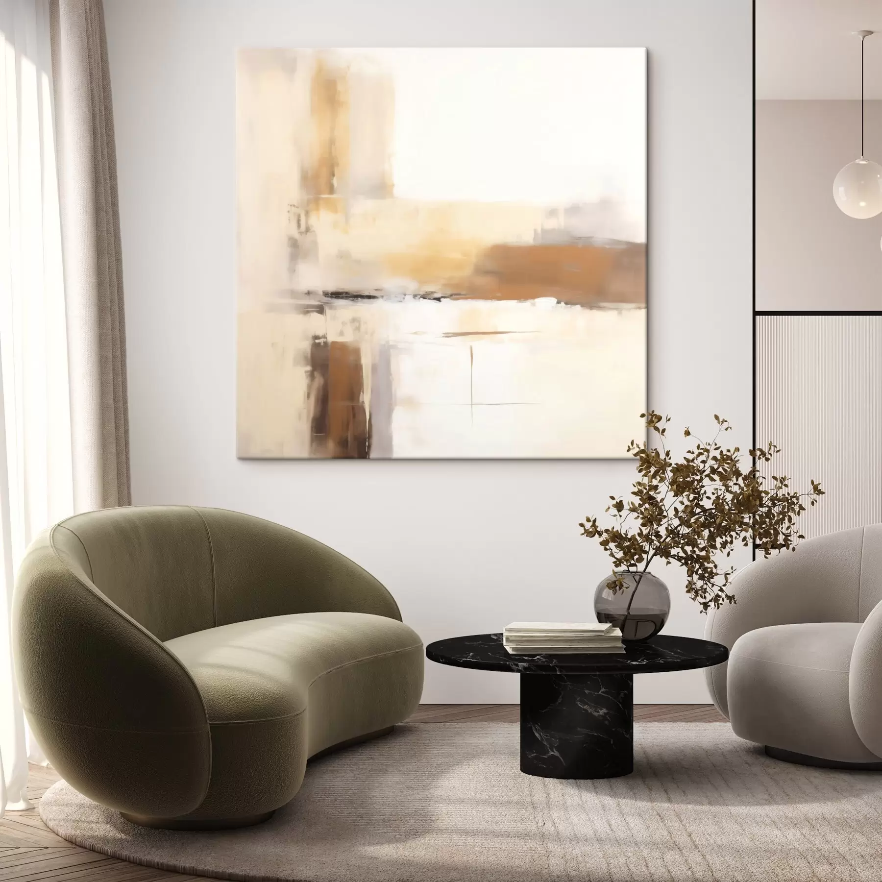 murales de pared Composición abstracta ligera en tonos cálidos s46654