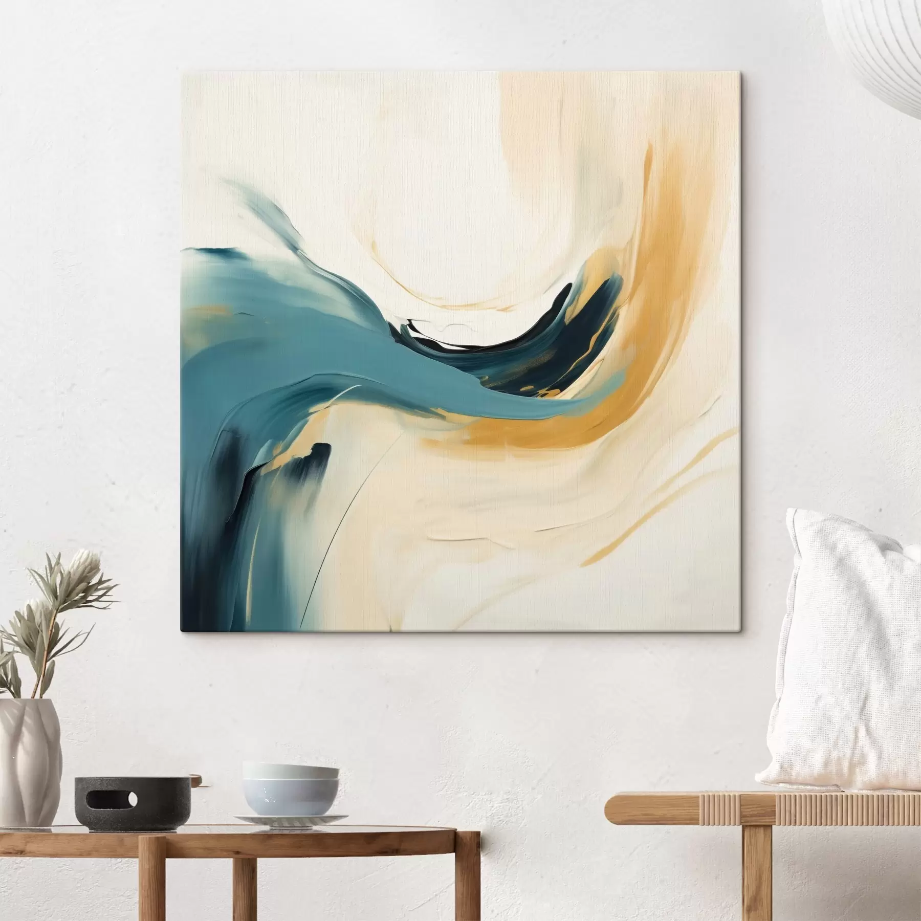 murales de pared Abstracción con formas en movimiento en tonos pastel s46656