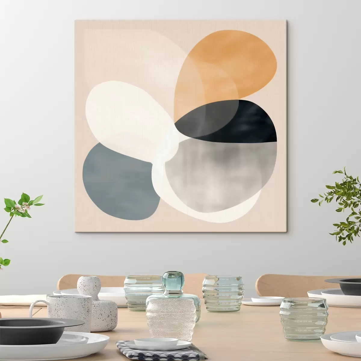 murales de pared Abstracción minimalista con formas geométricas suaves. s46664
