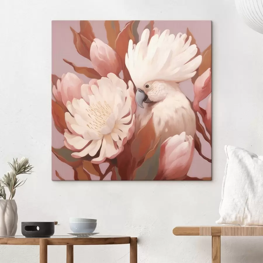 murales de pared Representación artística abstracta de un pájaro en una composición floral. s46667