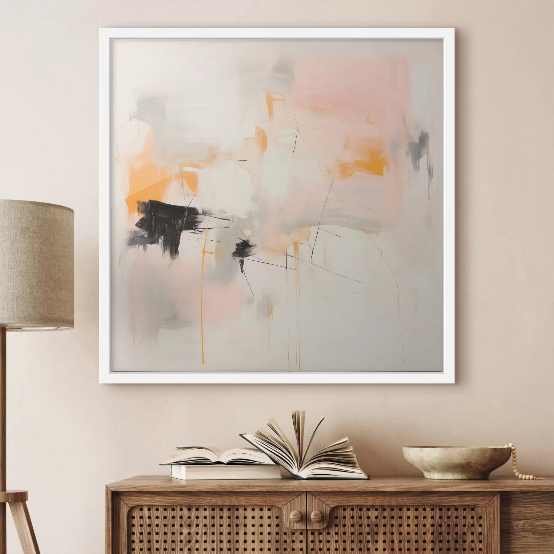 murales de pared Formas difuminadas y trazos dinámicos en una técnica gestual. f46639