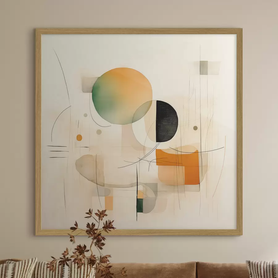 murales de pared Acentos geométricos en una paleta suave con un estilo minimalista moderno f46640