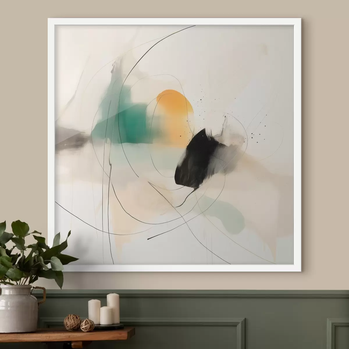 Poster Colores suaves y líneas dinámicas en un estilo abstracto y aireado. f46641