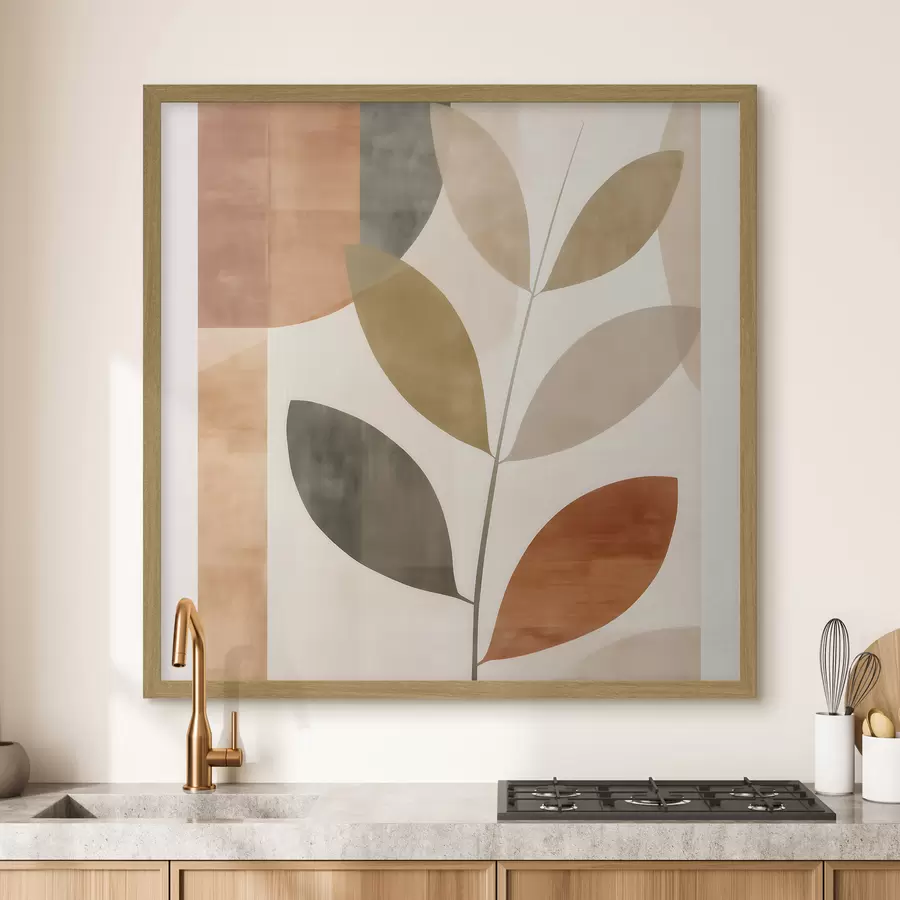 murales de pared Composición cálida de hojas en un estilo minimalista y lírico f46646
