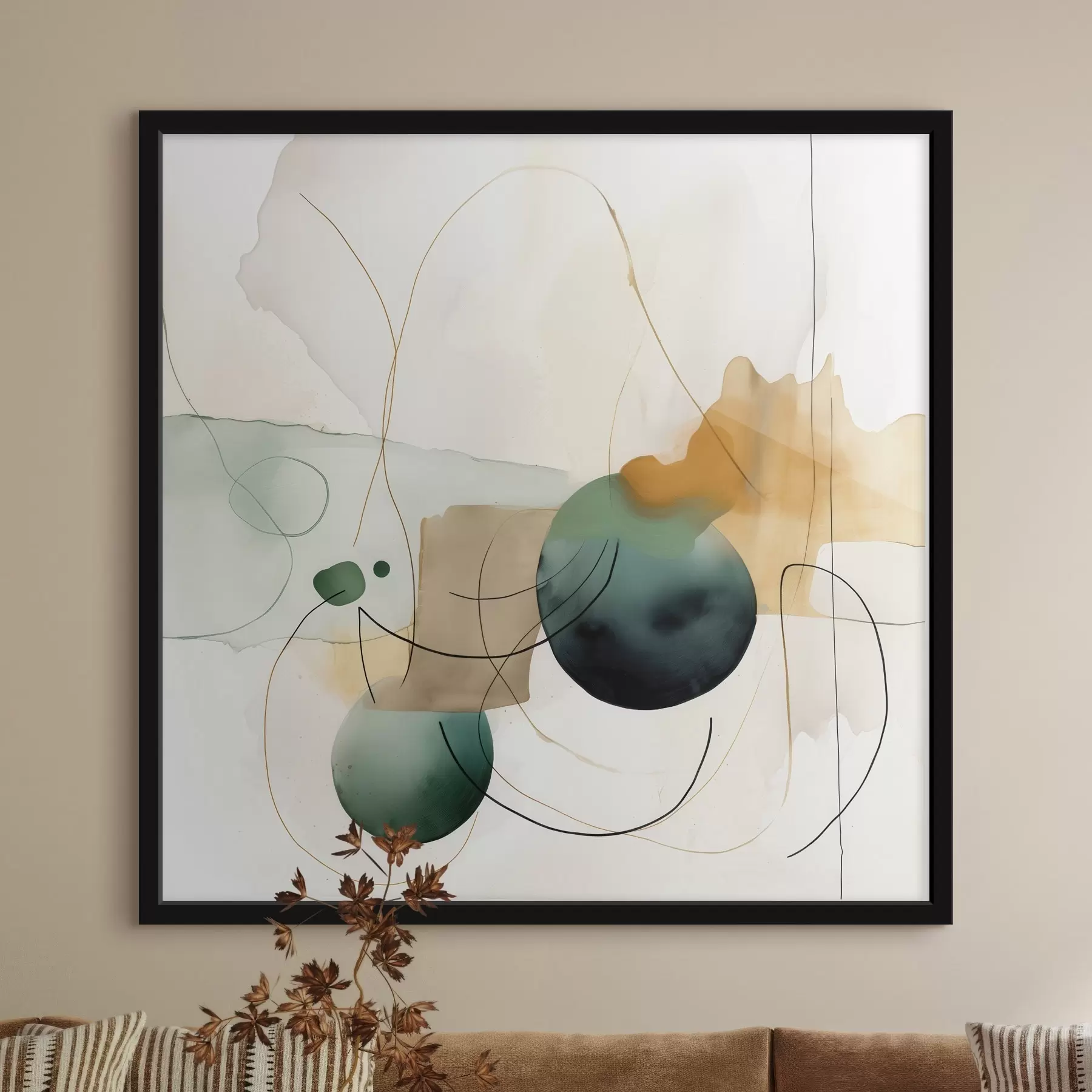 murales de pared Ritmo de siluetas redondeadas en un estilo acuarela moderno. f46648