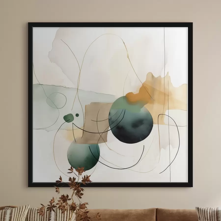 murales de pared Ritmo de siluetas redondeadas en un estilo acuarela moderno. f46648