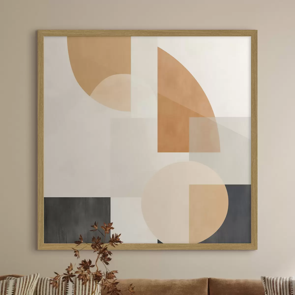 Poster Geometría artística que combina formas circulares y lineales f46665