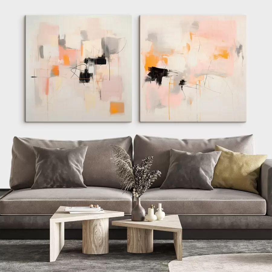 murales de pared Composición artística con acentos contrastantes en dos partes. m00980