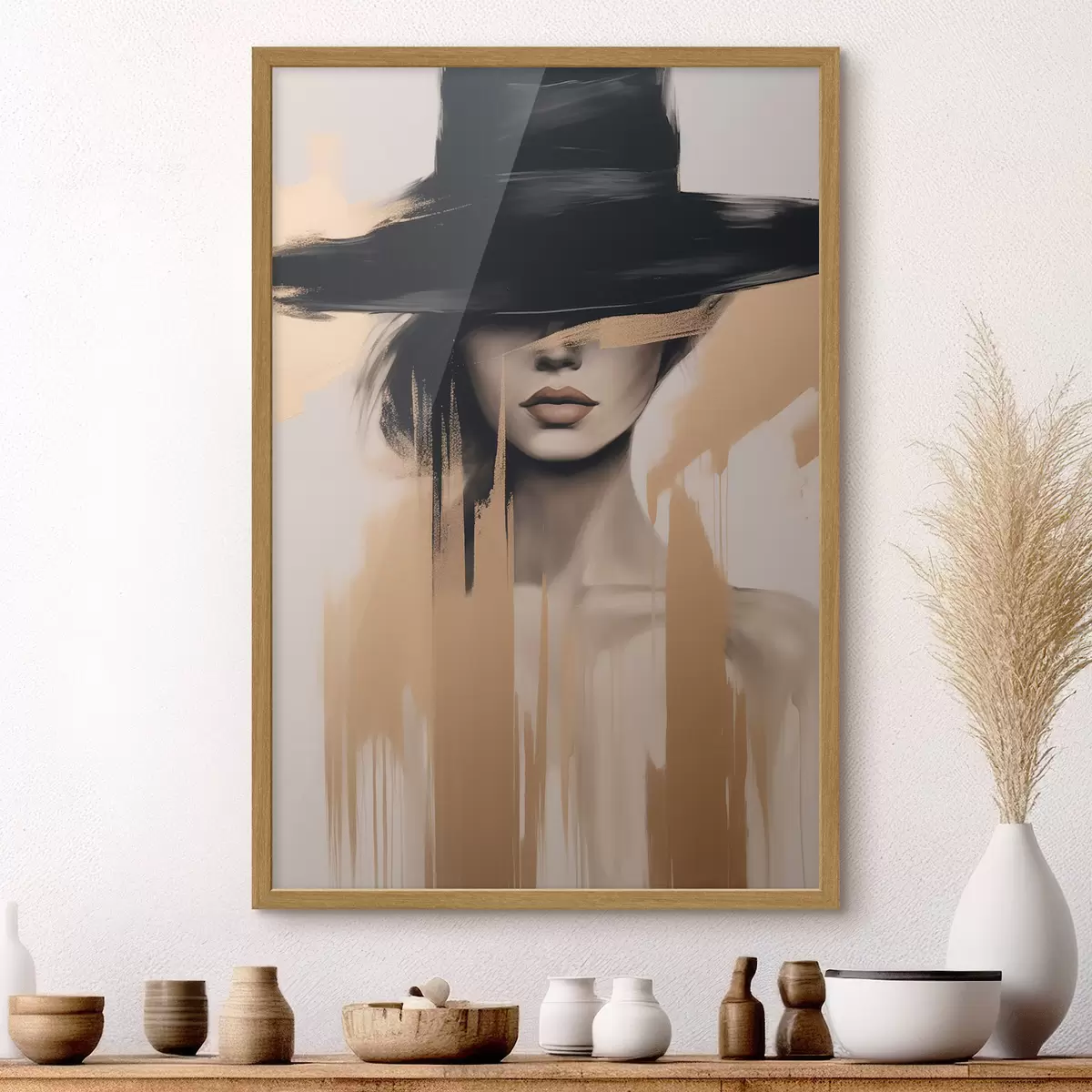 Poster Retrato bajo un sombrero negro f46802