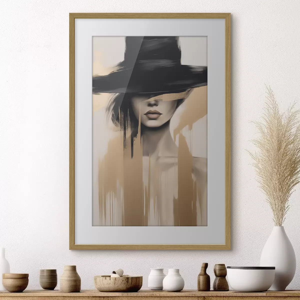 Poster Retrato bajo un sombrero negro f46802