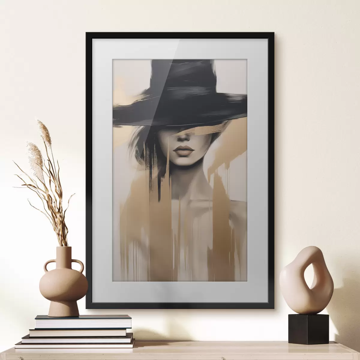 Poster Retrato bajo un sombrero negro f46802