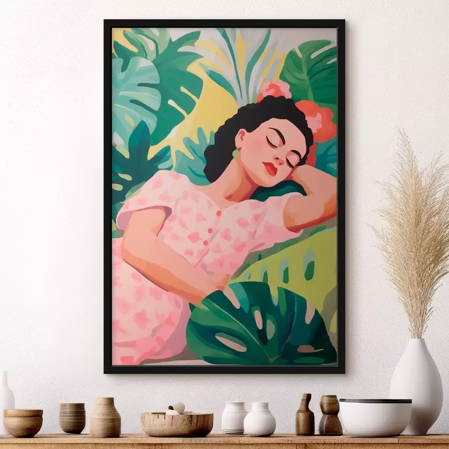 murales de pared Chica entre las hojas f46807