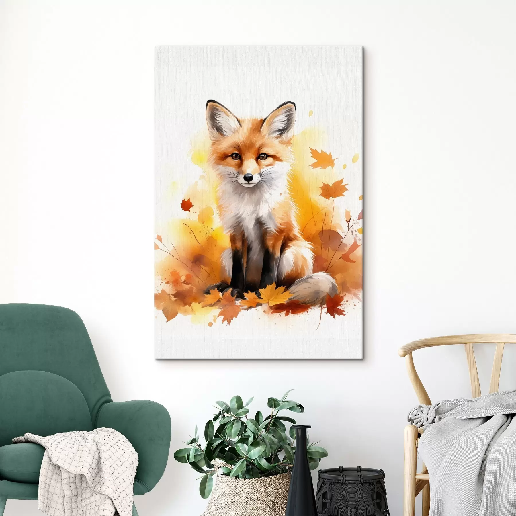 murales de pared Pequeño zorro, imitación acuarela s46768