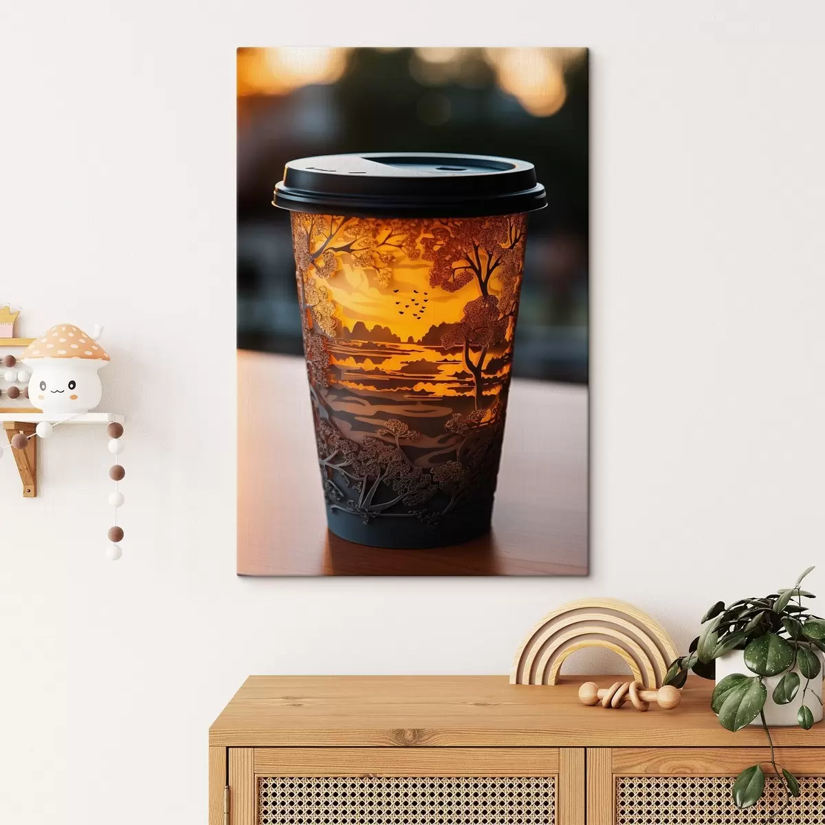murales de pared Vaso de café con motivo natural s46776