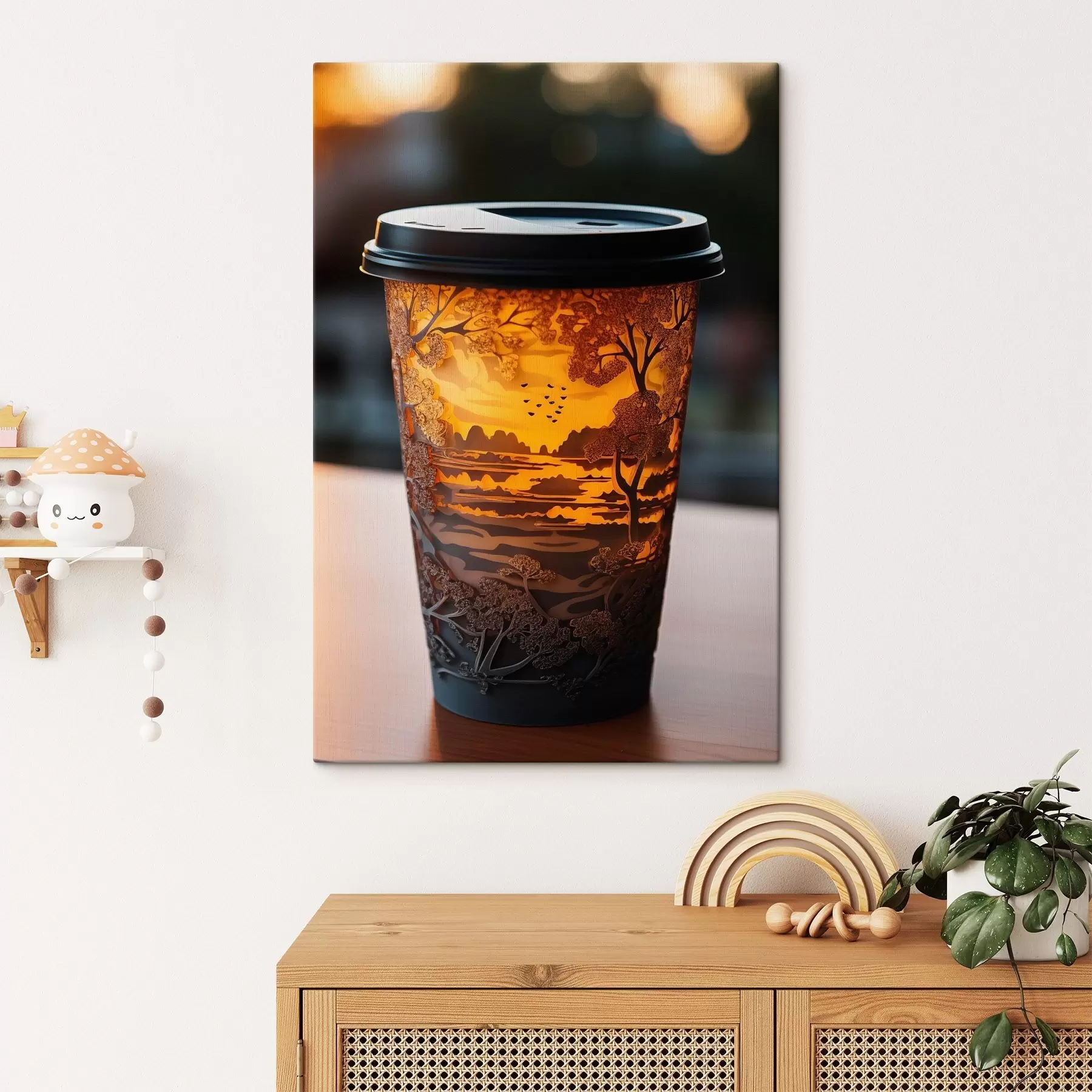 murales de pared Vaso de café con motivo natural s46776