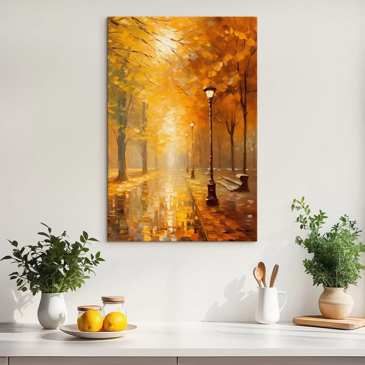 murales de pared Callejón en un parque otoñal s46778