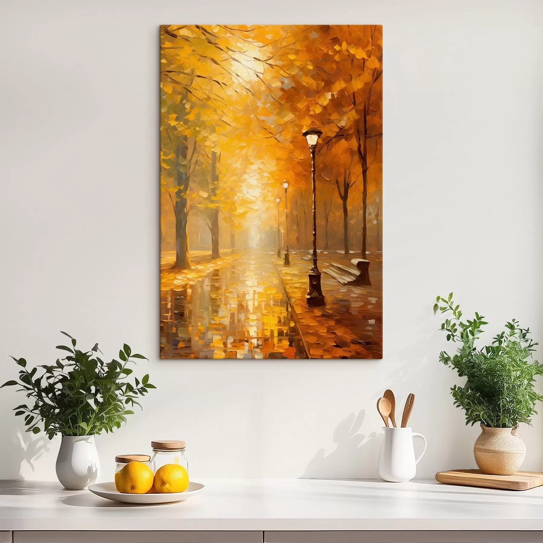 murales de pared Callejón en un parque otoñal s46778