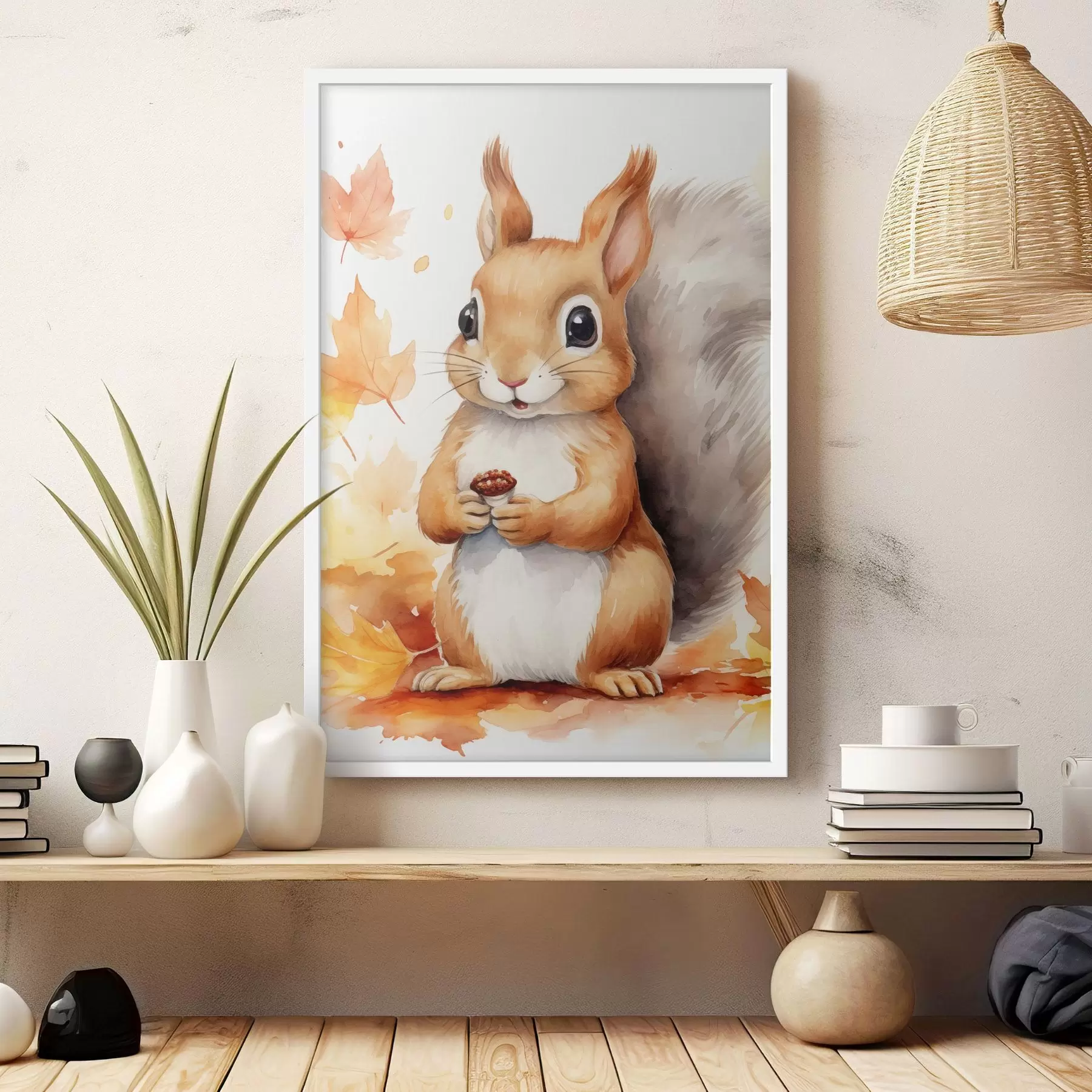 murales de pared Linda ardilla, imitación acuarela f46766