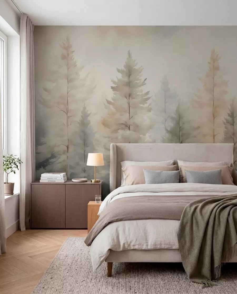 murales de pared Coníferas en la niebla w04975