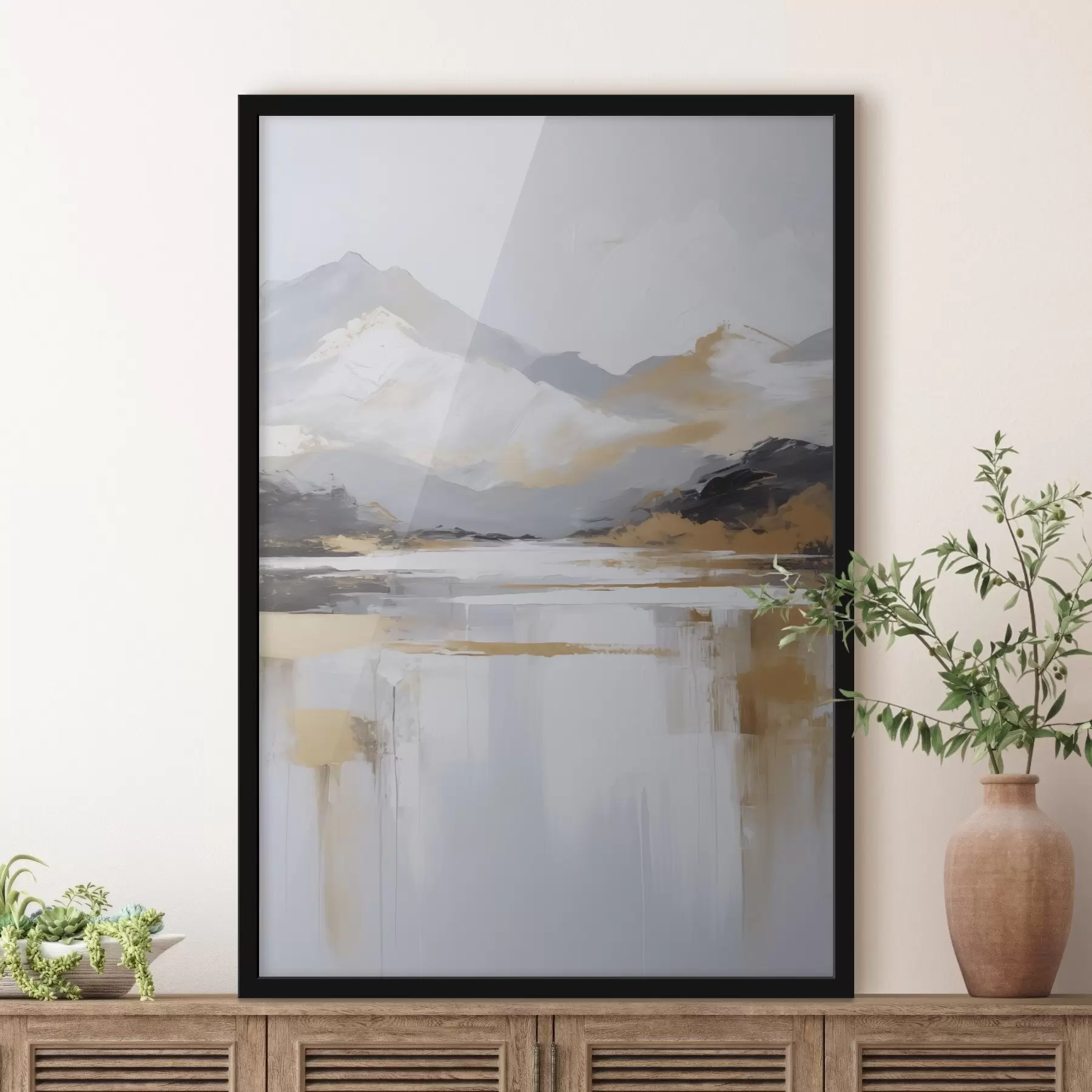 murales de pared Imitación abstracta de un paisaje montañoso en pintura f46841