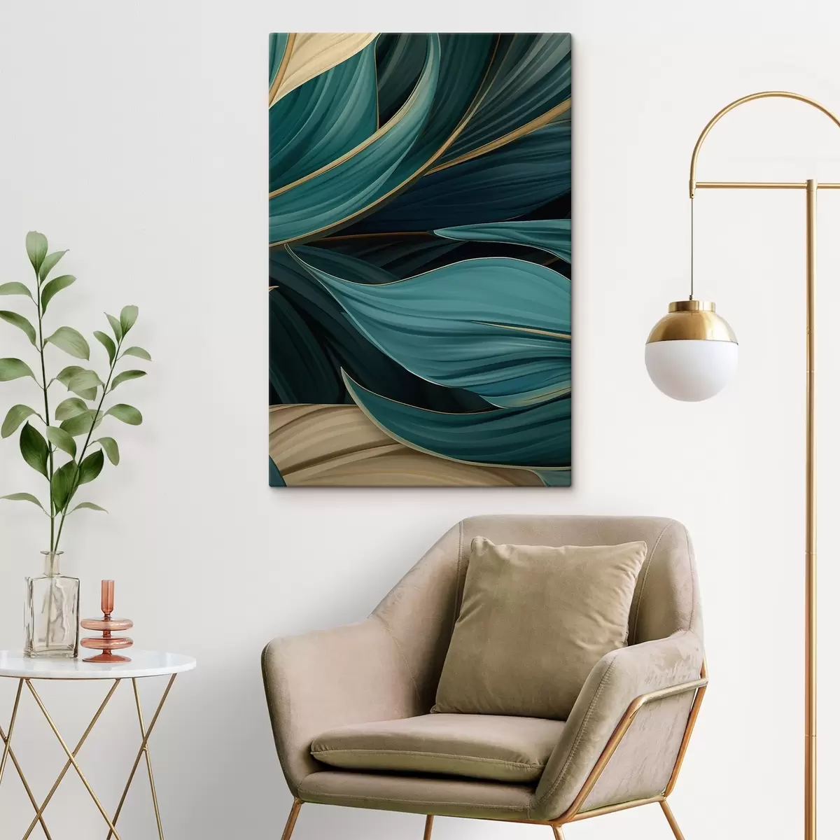 murales de pared Hojas abstractas verdes s46879