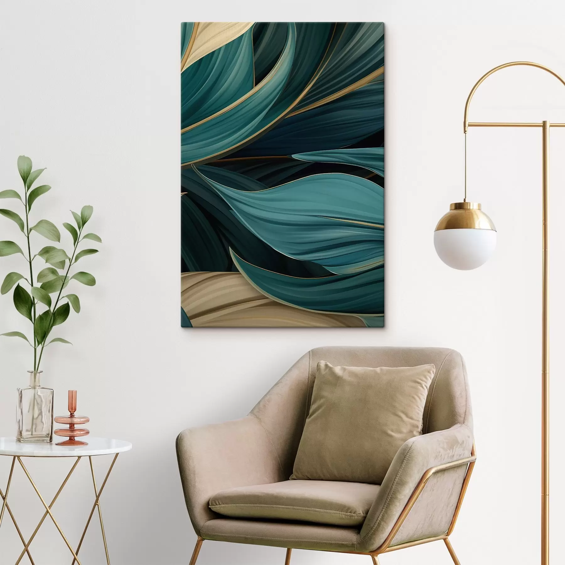 murales de pared Hojas abstractas verdes s46879