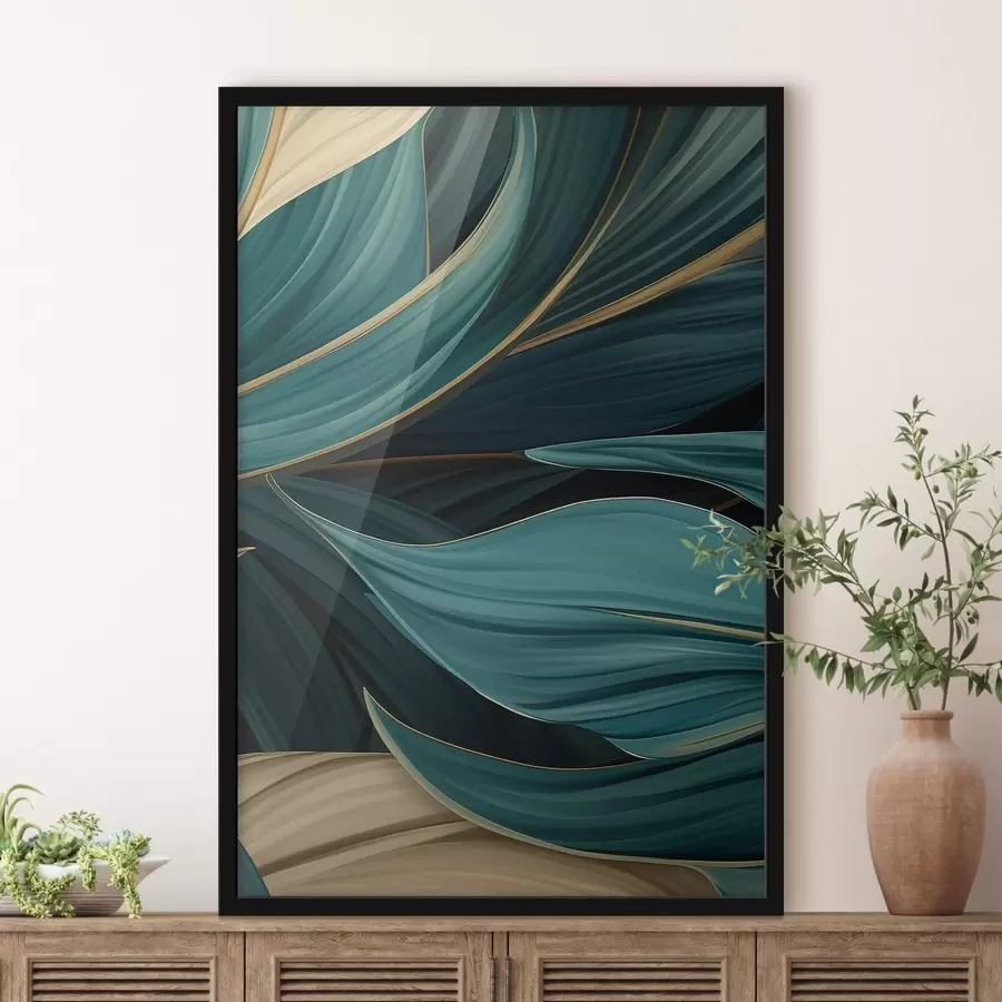 murales de pared Hojas abstractas verdes f46879