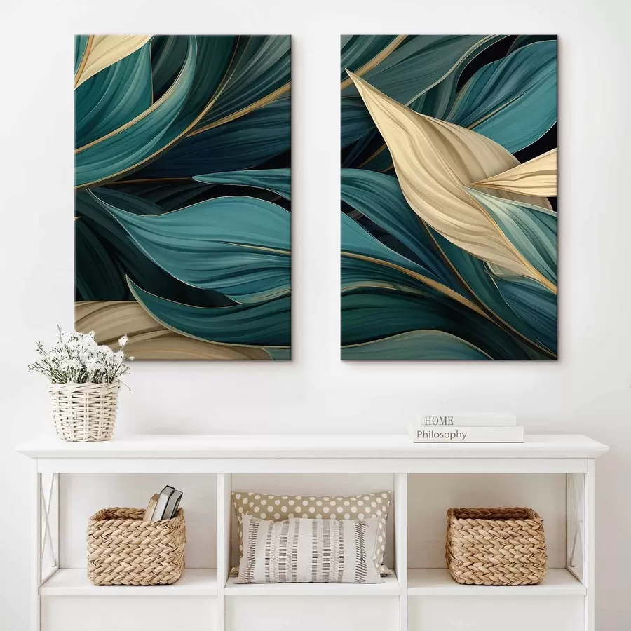 murales de pared Hojas abstractas verdes m01063