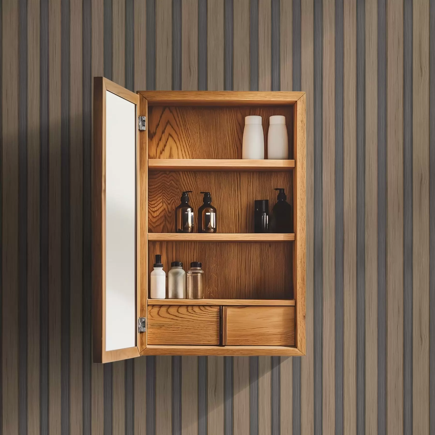 murales de pared Lamas verticales de madera con inserciones gris oscuro. a00991