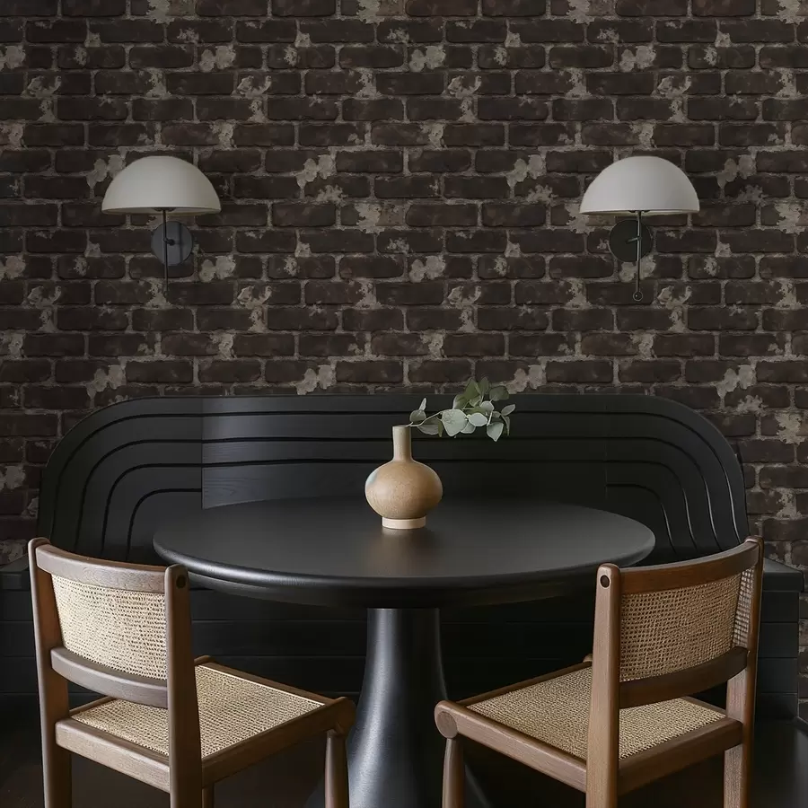 murales de pared Muro antiguo de ladrillo oscuro con zonas desgastadas. a01030