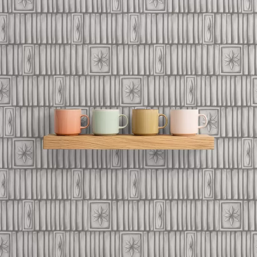 murales de pared Paneles verticales en relieve con inserciones florales gráficas. a01058