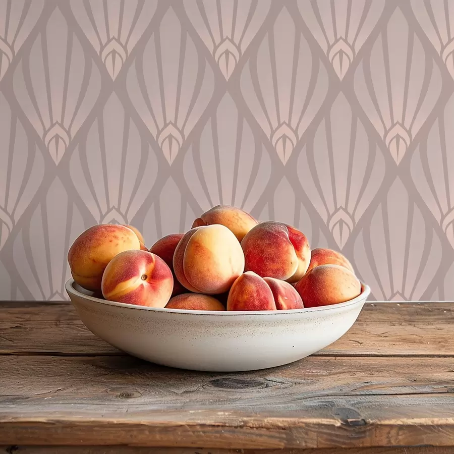 murales de pared Beige empolvado Art Déco con suaves abanicos a01064v1