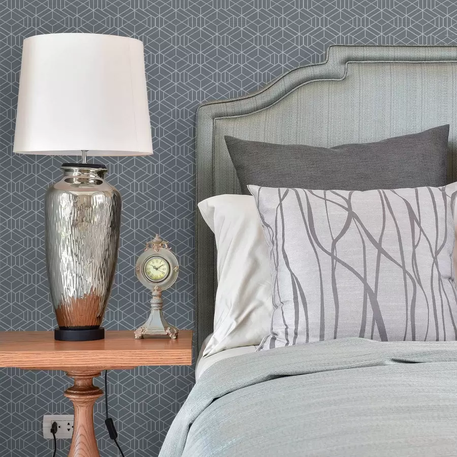 murales de pared Fondo gris con cubos tridimensionales blancos en una cuadrícula. a01067v2