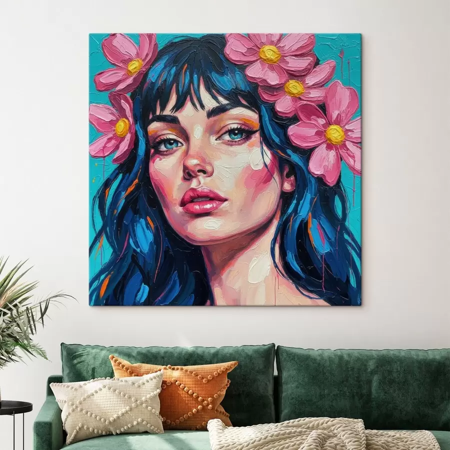 murales de pared Chica con flores en el pelo s46846