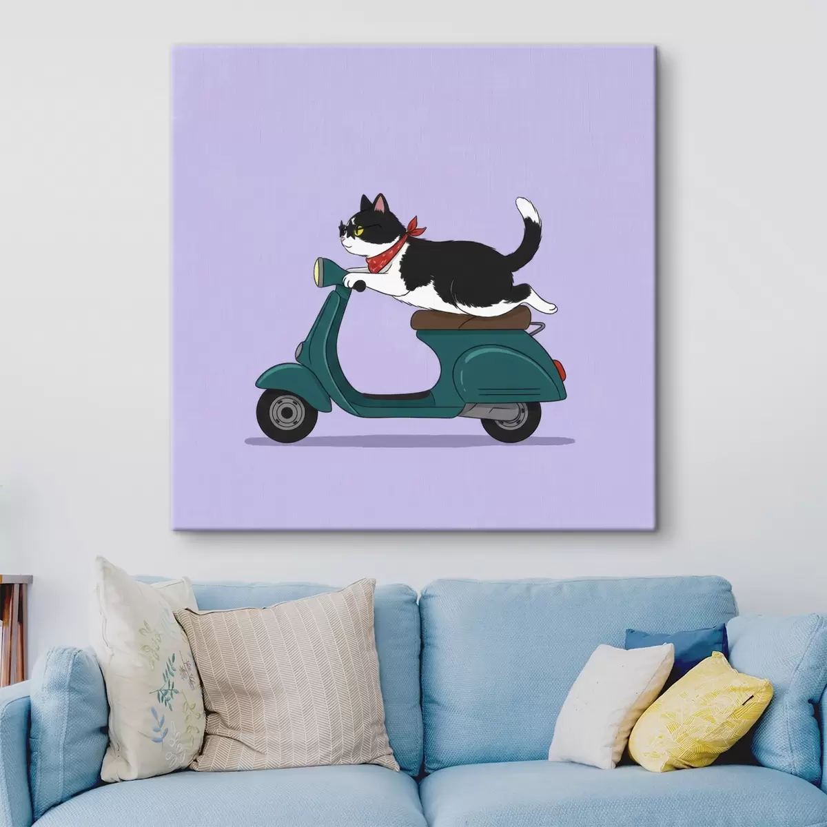 murales de pared Gato en una motocicleta s46847