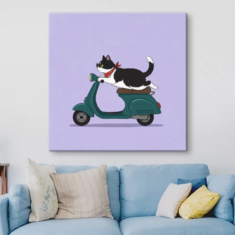 murales de pared Gato en una motocicleta s46847