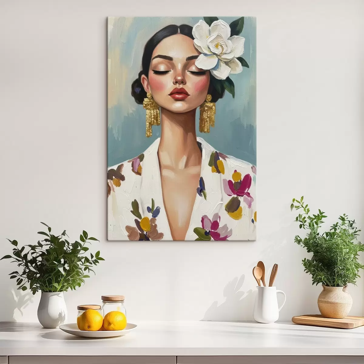 murales de pared Chica con una flor en el pelo s46852