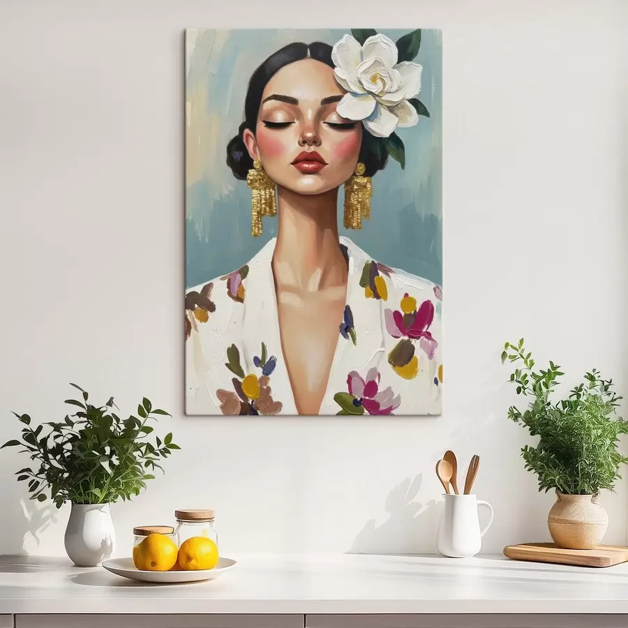 murales de pared Chica con una flor en el pelo s46852