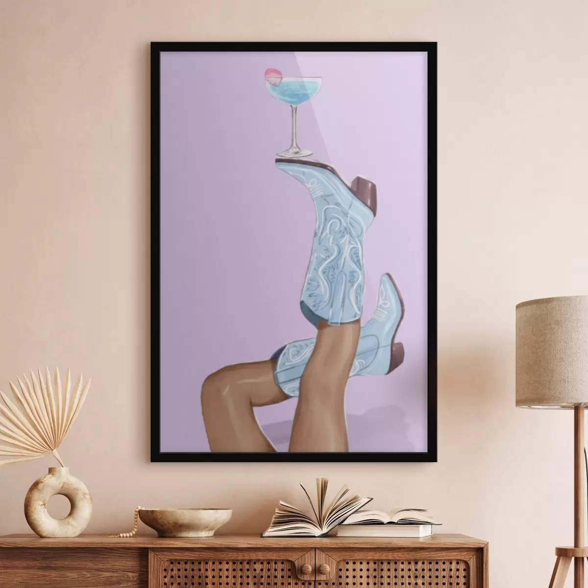 Poster Botas azules con un vaso f46845