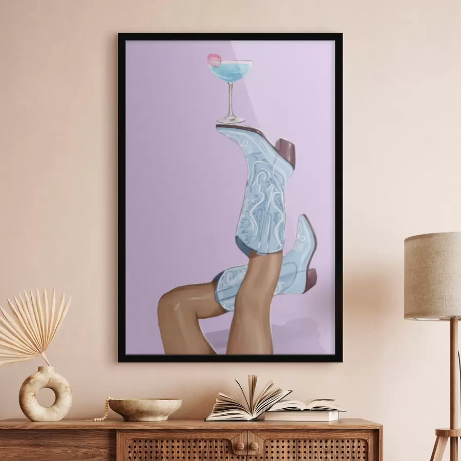 murales de pared Botas azules con un vaso f46845