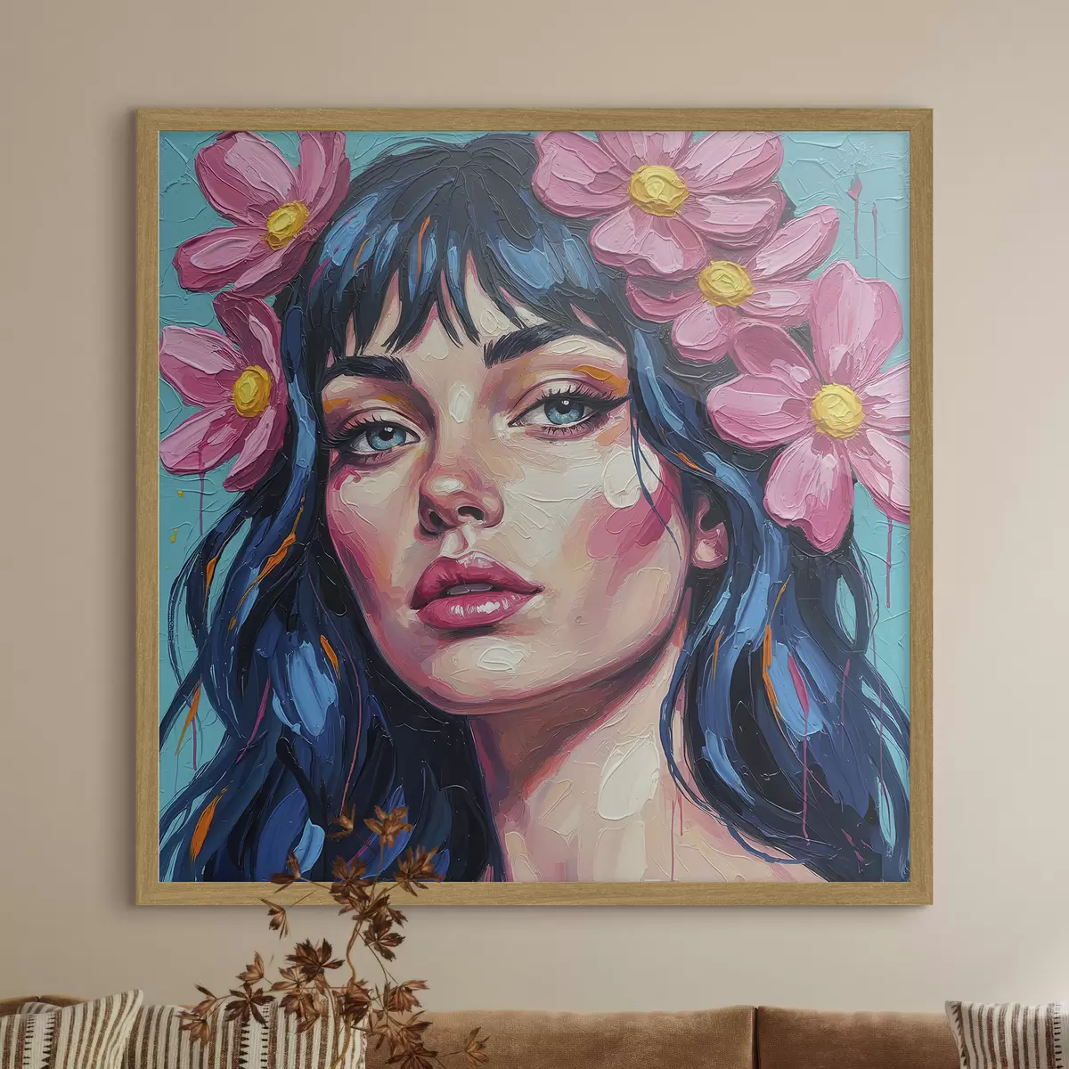 Poster Chica con flores en el pelo f46846