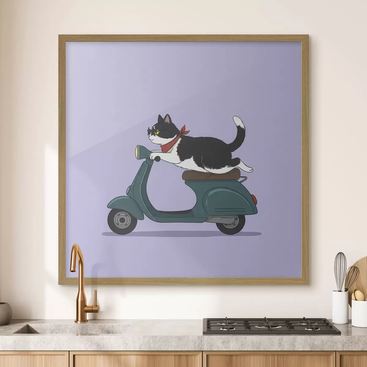 Poster Gato en una motocicleta f46847