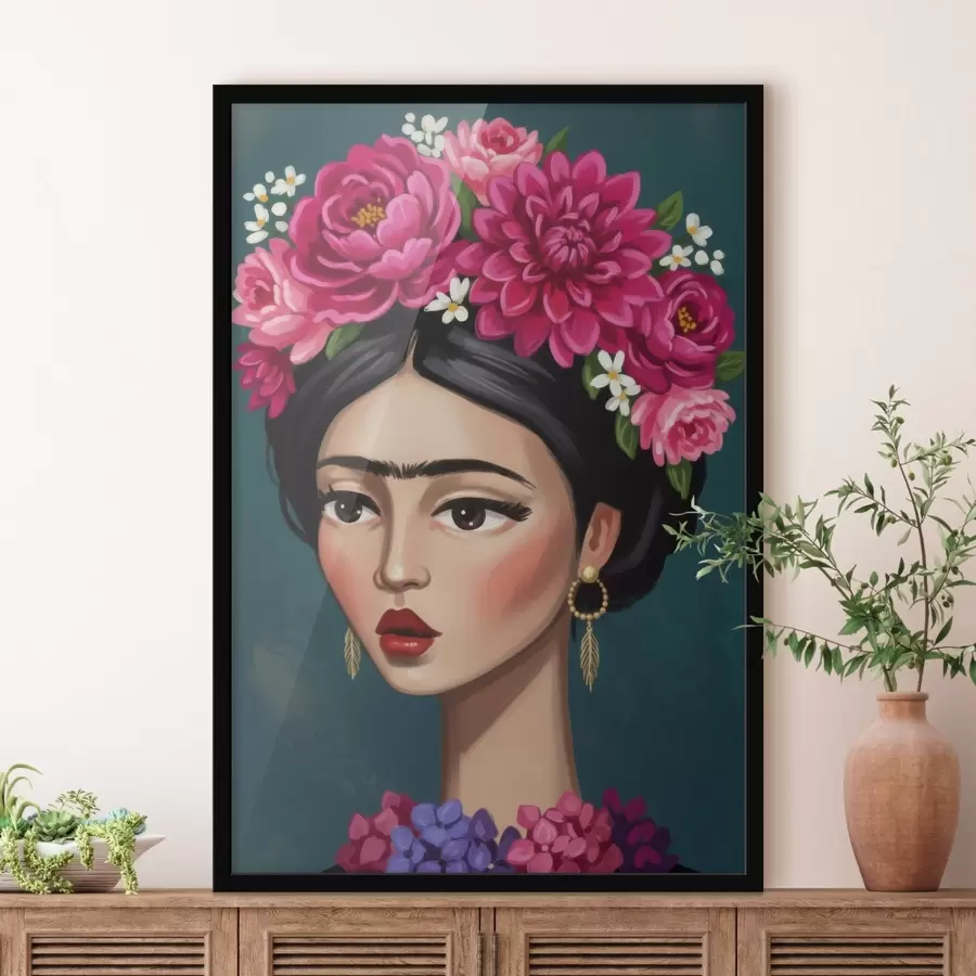 murales de pared Chica con flores en el pelo f46857